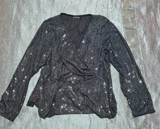 Top Shein lentejuelas manga larga