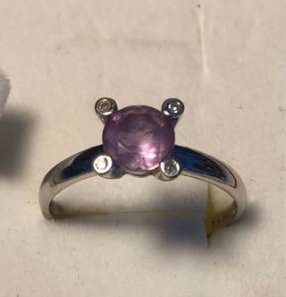 Anillo Plata Amatista y Diamantes