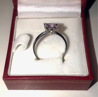 Anillo Plata Amatista y Diamantes
