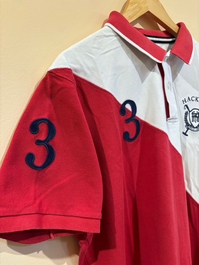 Polo Hackett Rojo y Blanco Talla 3XL