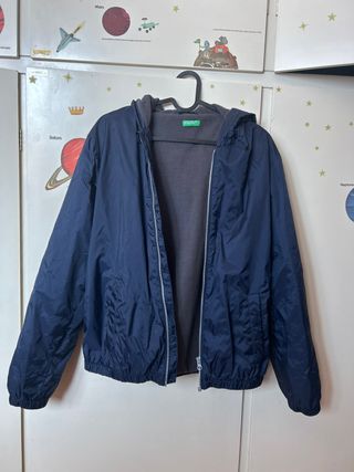 Giacca Benetton blu con cappuccio