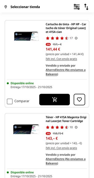 Pack 4 Tóners HP 415A Originales