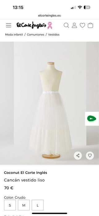 Cancán Comunión El Corte Inglés Talla L