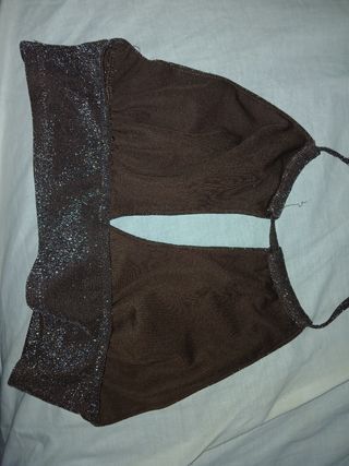 Top fiesta marrón brillante