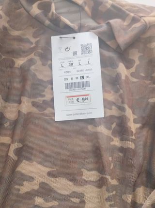 Camiseta Zara Camuflaje Malla Talla L