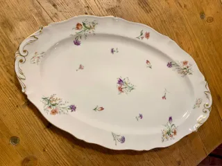 Bandeja Limoges Antigua Flores Doradas