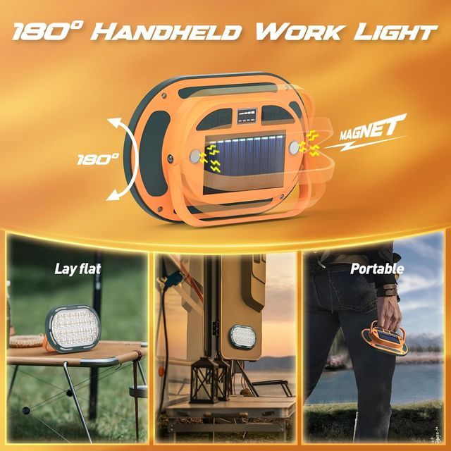 Foco LED solar con batería 3600 mAh, NUEVO