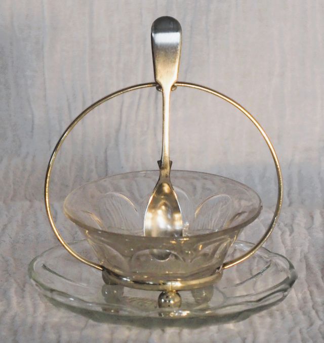 Juego Salsera Mermelada Cristal y Alpaca