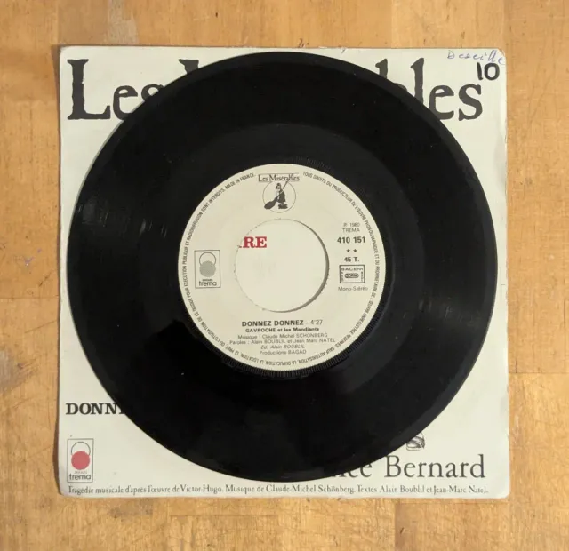 Single Vinilo Les misérables Musical París 1980 