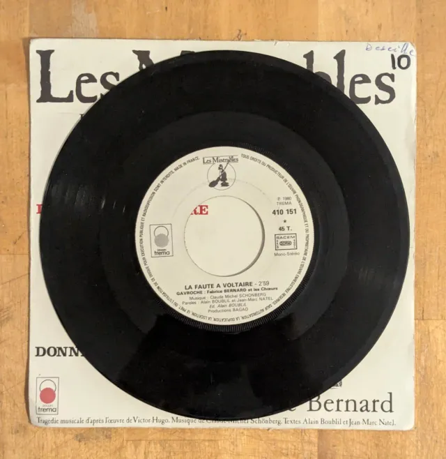 Single Vinilo Les misérables Musical París 1980 