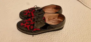 Zapatos charol y piel mujer negros y rojos