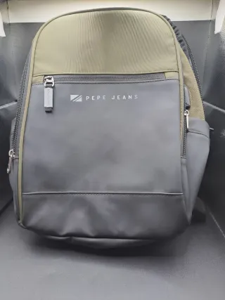 Mochila Pepe Jeans gris y verde - Nueva