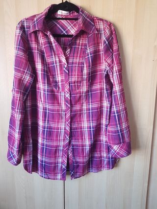 Blusa Cantarrana cuadros manga larga talla XL