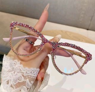 Gafas con pedrería estilo gato graduadas