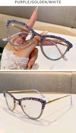 Gafas con pedrería estilo gato graduadas