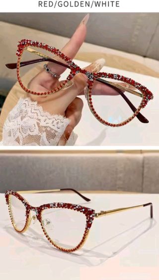 Gafas con pedrería estilo gato graduadas