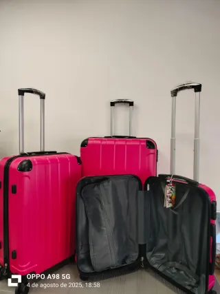 Set de 3 maletas de viaje rosas