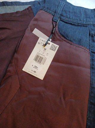 Falda larga de scalpers denim y satén nueva con et