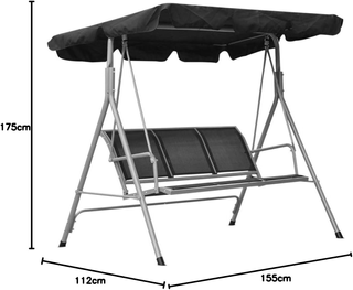 Dondolo Da Giardino 3 Posti Colore Grigio Tetto Pa