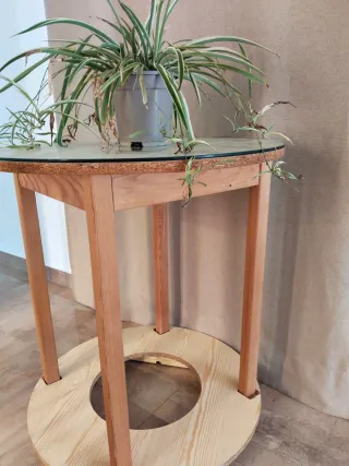 Mesa camilla madera y cristal