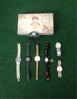 Lote 7 relojes mujer plata y turquesa