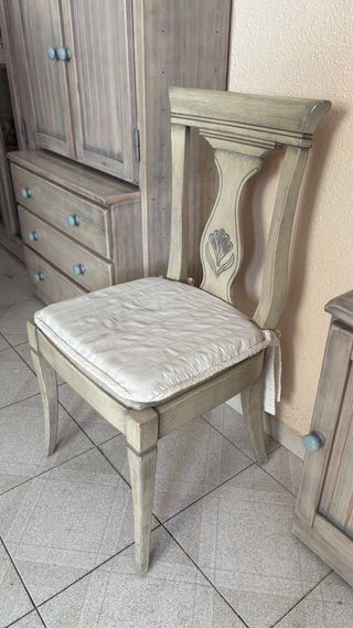 Conjunto comedor madera maciza estilo provenzal