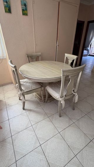 Conjunto comedor madera maciza estilo provenzal