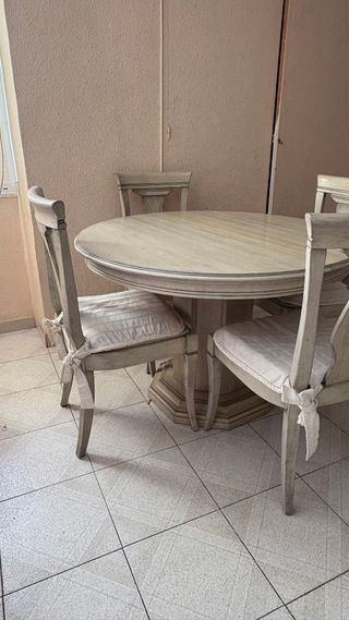 Conjunto comedor madera maciza estilo provenzal
