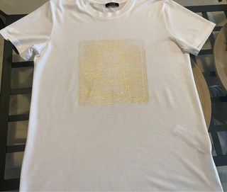 Camiseta Massimo Dutti Mujer Blanca Dorada
