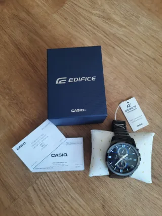 Reloj Casio Edifice Cronógrafo negro metal y azul