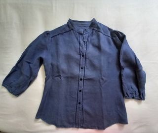 Camisa de lino azul