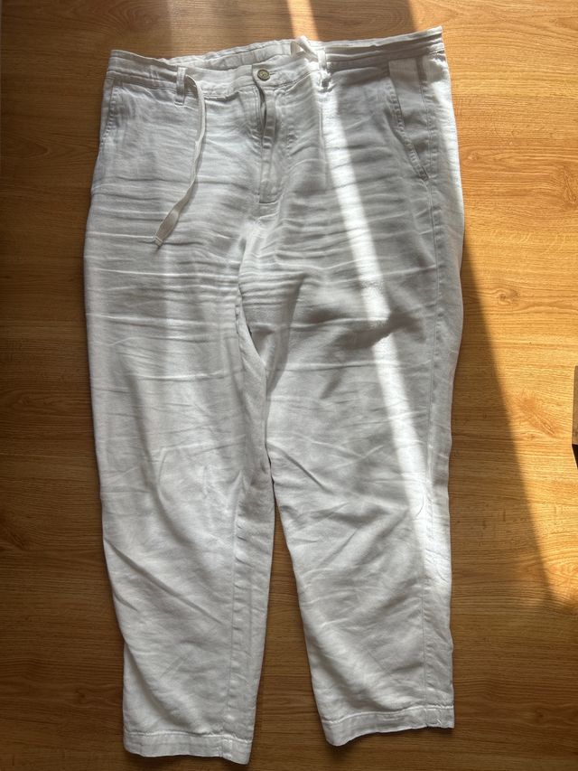 Pantalones de lino blancos hombre
