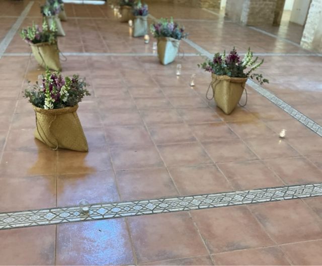 confezione da 10 cestini con manico in juta e vimini