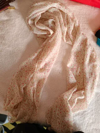 Pashmina/Chal floral beige y rosa