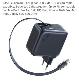 Cargador Baseus USB C 100W GaN 3 Puertos