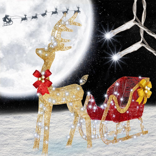 Renna Natalizia Luminosa XXL con Slitta per Estern