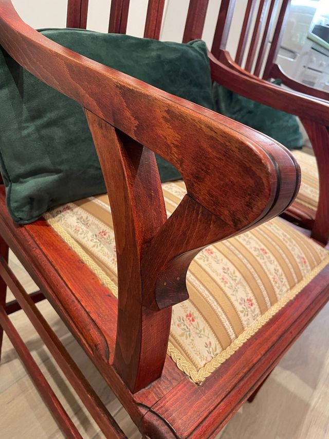 2 Sillas Francesas Madera y Tela