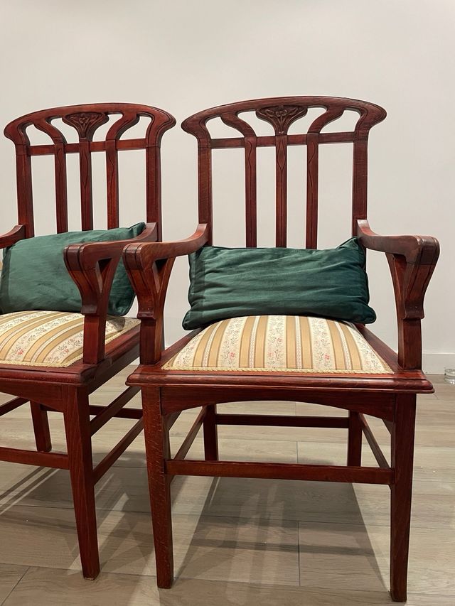 2 Sillas Francesas Madera y Tela