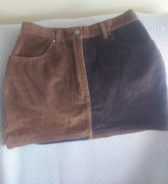 Minifalda de pana bicolor