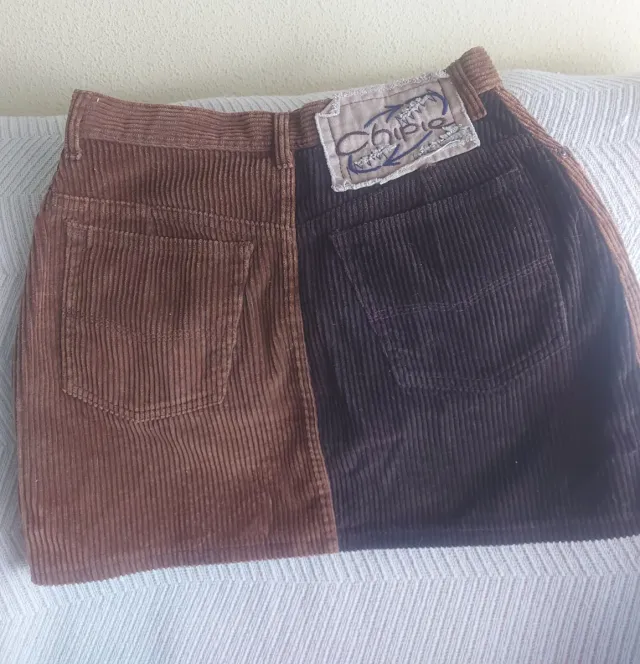 Minifalda de pana bicolor