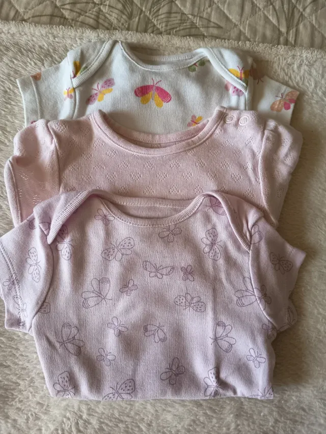 Conjunto 3 Bodys Bebé Borboletas