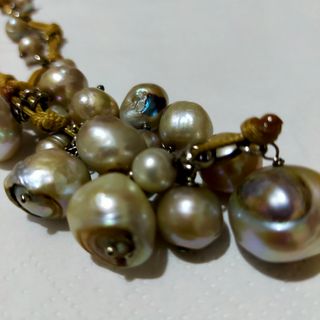 Collar Perlas Barrocas Naturales Dorado