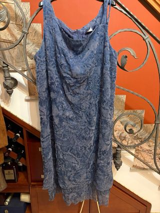 Abito donna elegante blu al 43% seta