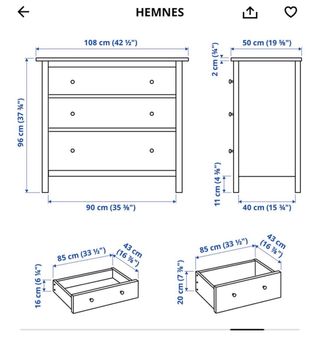 Cómoda Hemnes Ikea 108x96cm con cristal