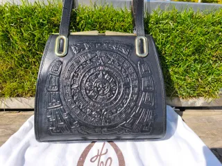 Bolso Cuero Repujado Vintage Negro