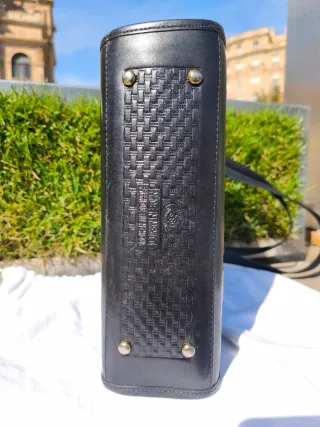 Bolso Cuero Repujado Vintage Negro