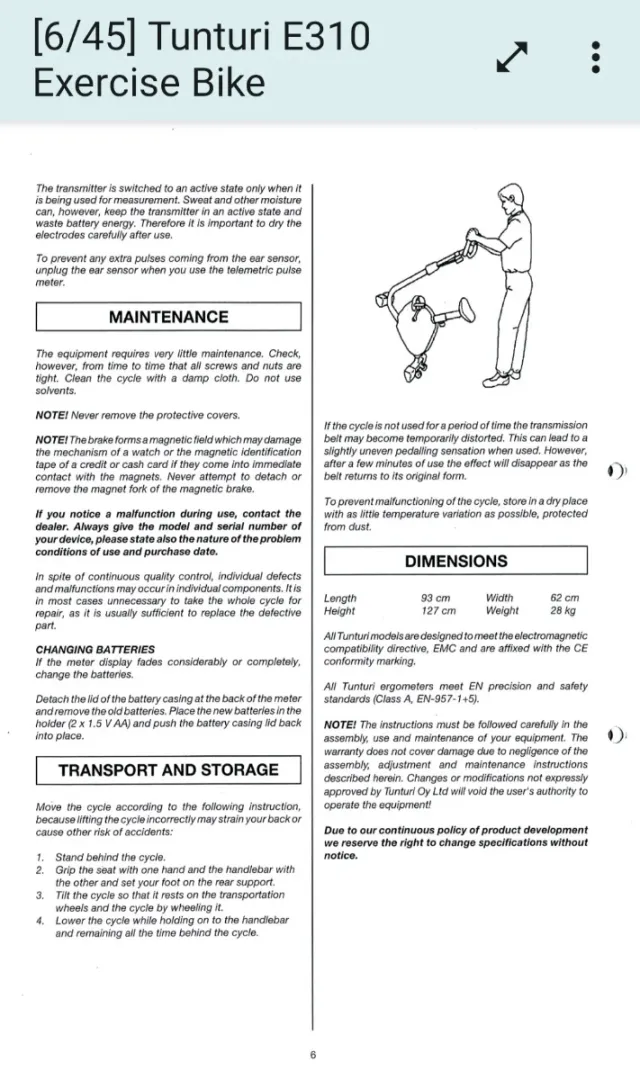 Ergometro Tunturi E310 Ergocycle 