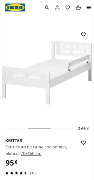Cama infantil blanca con barrera