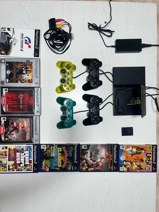 PS2 Slim + 4 mandos + 8 juegos