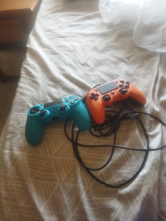Lote 2 Mandos PS4 (PlayStation 4) Azul y Naranja